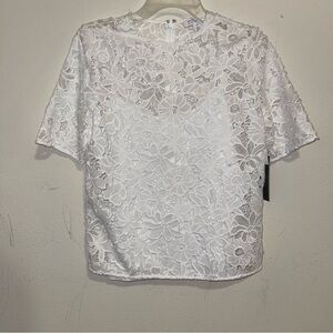 Nordstrom Signature Elegant Floral White Lace Top/ XS